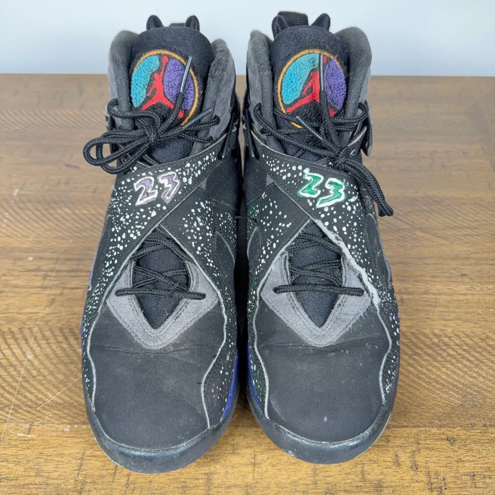 Air Jordan 8 Retro Sneakers Mens 9 Black Aqua Retro High Top Basketball Shoes